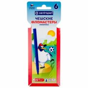 Фломастеры Centropen «Пингвины», 06цв., смываемые, картон. упак. с европодвесом/ПВХ
