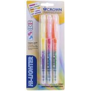 Набор текстовыделителей двухсторонних Crown «Multi Hi-Lighter Twin» 3шт., 06цв., 3/2мм, блистер