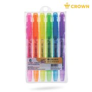 Набор текстовыделителей Crown «Multi Hi-Lighter» 06цв., 1-4мм, чехол с европодвесом