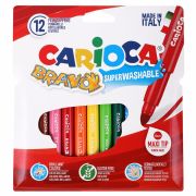 Фломастеры Carioca «Bravo», 12цв., утолщенные, смываемые, картон, европодвес