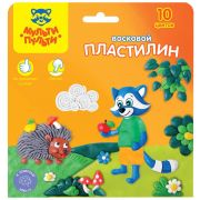 Пластилин Мульти-Пульти «Енот в лесу», 10 цветов, 150г, восковой, со стеком, картон