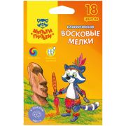 Мелки восковые Мульти-Пульти «Енот на острове Пасхи», 18цв., круглые, картон, европодвес