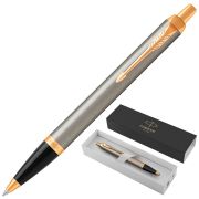Ручка шариковая Parker «IM Brushed Metal GT» синяя, 1,0мм, кнопочн., подарочная упаковка