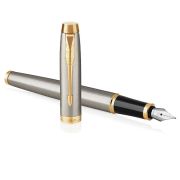 Ручка перьевая Parker «IM Brushed Metal GT» синяя, 0,8мм, подарочная упаковка