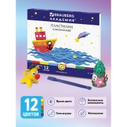 Пластилин классический BRAUBERG «АКАДЕМИЯ», 12 цветов, 240 г, со стеком, картонная упаковка, 103256