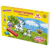 Пластилин классический ЮНЛАНДИЯ «ВЕСЁЛЫЙ ШМЕЛЬ», 16 цветов, 240 г, СО СТЕКОМ, 104810