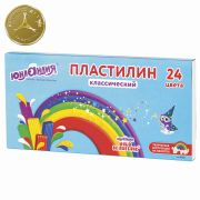 Пластилин классический ЮНЛАНДИЯ «ЮНЫЙ ВОЛШЕБНИК», 24 цвета, 480 г, со стеком, ВЫСШЕЕ КАЧЕСТВО, 105902