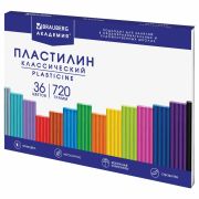 Пластилин классический BRAUBERG «АКАДЕМИЯ КЛАССИЧЕСКАЯ», 36 цветов, 720 г, СТЕК, ВЫСШЕЕ КАЧЕСТВО, 106425