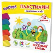 Пластилин классический ЮНЛАНДИЯ «ВЕСЁЛЫЙ ШМЕЛЬ», 12 цветов, 240 грамм, стек, ВЫСШЕЕ КАЧЕСТВО, 106431