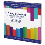 Пластилин классический BRAUBERG «АКАДЕМИЯ КЛАССИЧЕСКАЯ», 40 цветов, 800 г, СТЕК, ВЫСШЕЕ КАЧЕСТВО, 106512