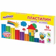 Пластилин мягкий ЮНЛАНДИЯ «ВЕСЕЛЫЙ ШМЕЛЬ», 16 цветов, 240 г, СО СТЕКОМ, 106673