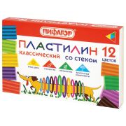 Пластилин классический ПИФАГОР «Веселая такса», 12 цветов, 180 г, СО СТЕКОМ, 106675