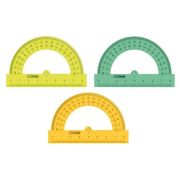 Транспортир 8см, 180° СТАММ, пластиковый, прозрачный, неоновые цвета, ассорти