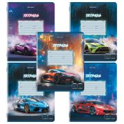 Тетради ДЭК 12 л., КОМПЛЕКТ 10 шт., BRAUBERG, клетка, обложка картон, «SPORT CARS», 107315