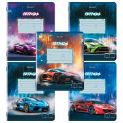 Тетради ДЭК 18 л. КОМПЛЕКТ 10 шт. BRAUBERG, клетка, обложка картон, «SPORT CARS», 107334