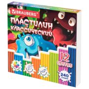 Пластилин классический, кросс-серия «МОНСТРИКИ», 12 цветов, 240 г, СТЕК, ВЫСШЕЕ КАЧЕСТВО, BRAUBERG, 107356