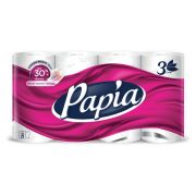 Бумага туалетная Papia, 3-слойная, 8шт., тиснение, белая