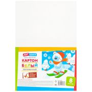 Картон белый А4, ArtSpace, 8 л., мелованный, в пакете