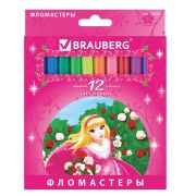 Фломастеры 12 цв, «Brauberg» Rose Angel, арт.150556