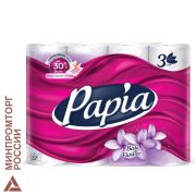 Бумага туалетная бытовая, спайка 12 шт., 3-слойная (12х16,8 м), PAPIA, аромат «Балийский цветок», 5080739