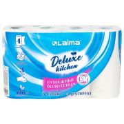 Полотенца бумажные 3-слойные, 4 рулона по 11 м (отрыв 1/2 листа), LAIMA Deluxe, 100% целлюлоза, 115400