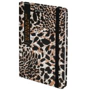 Блокнот с резинкой в клетку 96 л., А5, 145х203 мм, твердая обложка, BRAUBERG,« Leopard», 115535