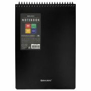Блокнот А5, 80 л., спираль пластиковая, обложка пластик, клетка, BRAUBERG «Metropolis», ЧЕРНЫЙ, 115572