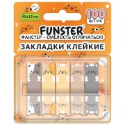 Закладки клейкие Z-сложения FUNSTER (ФАНСТЕР) «Коты», 45х12 мм, 100 шт. (5 цветов х 20 листов), в диспенсере, 116690