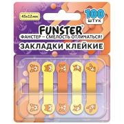 Закладки клейкие Z-сложения FUNSTER (ФАНСТЕР) «Корги», 45х12 мм, 100 шт. (5 цветов х 20 листов), в диспенсере, 116695