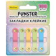 Закладки клейкие Z-сложения FUNSTER (ФАНСТЕР) «Авокадо», 45х12 мм, 100 шт., (5 цветов х 20 листов), в диспенсере, 116696
