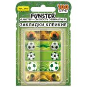 Закладки клейкие Z-сложения FUNSTER (ФАНСТЕР) «Футбол», 45х12 мм, 100 шт. (5 цветов х 20 листов), в диспенсере, 116698