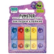 Закладки клейкие Z-сложения FUNSTER (ФАНСТЕР) «Монстрики», 45х12 мм, 100 шт. (5 цветов х 20 листов), в диспенсере, 116701