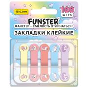 Закладки клейкие Z-сложения FUNSTER (ФАНСТЕР) «Единороги», 45х12 мм, 100 шт. (5 цветов х 20 листов), в диспенсере, 116703