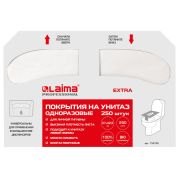 Покрытия на унитаз EXTRA, 1/2 сложения, LAIMA (Система V1), 18 г/м2, КОМПЛЕКТ 250 шт., 37х42,5 см, 116730