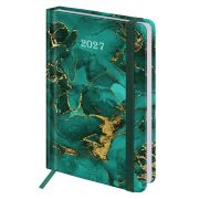 Ежедневник датированный 2027 с резинкой, 145х203 мм, А5, BRAUBERG, твердый, фольга, «Marmaron», 117823