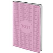 Ежедневник датированный 2027, А5, 138х213 мм, BRAUBERG «Aura», под кожу, гибкий, розовый, 117942