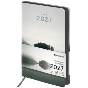 Ежедневник датированный 2027, А5, 138x213 мм, BRAUBERG «Vista», под кожу, гибкий, «Dark island», 117987