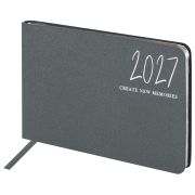 Еженедельник датированный 2027, МАЛЫЙ ФОРМАТ, 105х160 мм, А6, BRAUBERG «Blaze», фольга, серый, 118158
