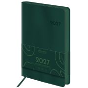 Ежедневник датированный 2027, А5, 138х213 мм, BRAUBERG «Flexi», под кожу, гибкий, глубокий зеленый, 118221