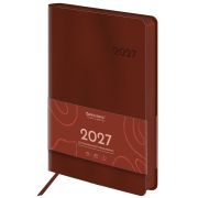 Ежедневник датированный 2027, А5, 138х213 мм, BRAUBERG «Flexi», под кожу, гибкий, коньячный, 118223