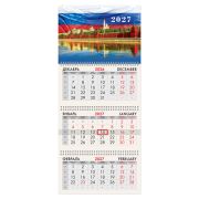 Календарь квартальный 2027 г., 3 блока, 3 гребня, бегунок, мелованная бумага, BRAUBERG, «Моя Россия», 118272