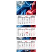 Календарь квартальный 2027 г., 3 блока, 3 гребня, бегунок, мелованная бумага, BRAUBERG EXTRA, «Символика РФ», 118296