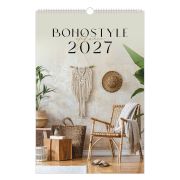Календарь на гребне с ригелем 2027 г., 12 листов, 30х45 см, BRAUBERG, «Бохо», 118376