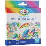 Мелки восковые Гамма «Классические», 12цв., трехгранные, картон. упаковка, европодвес