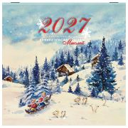 Календарь настенный перекидной 2027 г., BRAUBERG, 12 листов, 21,4х42,8 см, МИНИ, «Открытки СССР», 118436