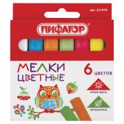Мел цветной 6шт «Пифагор», арт. 221979