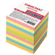 Блок для записей непроклеенный, 9х9х9 см, плотность 80 г/м2, цветной, ОФИСМАГ, 124444