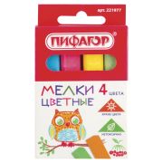 Мел цветной 4шт «Пифагор», арт. 221977