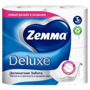 Бумага туалетная 3-слойная, 4 рулона (4х18 м), белая, ZEMMA/ZEWA Deluxe, 32281