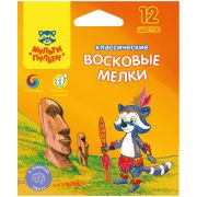 Мелки восковые 12 цв. «Мульти Пульти» Енот на острове Пасхи, арт.10439